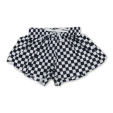 Black plaid kids girls team active summer shorts