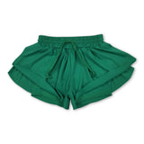 Green elastic waist kids girls active butterfly shorts