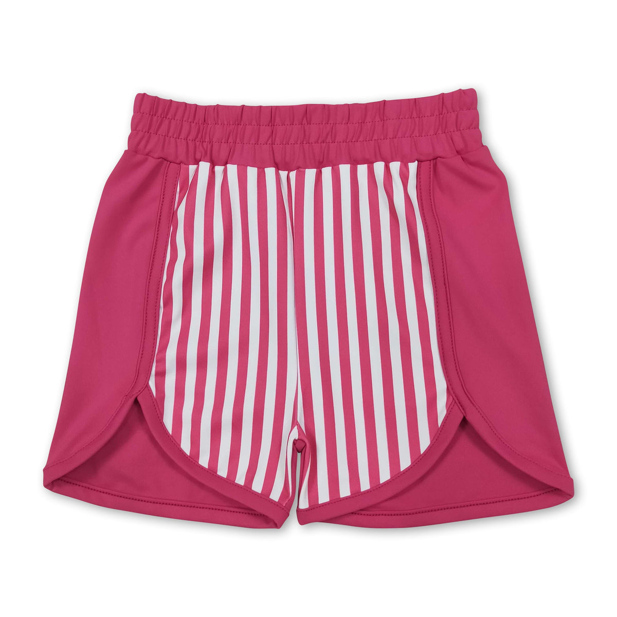 Hot pink stripe kids girls active summer shorts