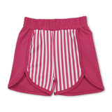 Hot pink stripe kids girls active summer shorts