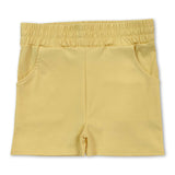 High waist yellow pockets kids girls tight active shorts