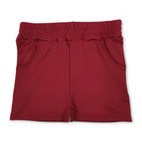High waist maroon pockets kids girls tight active shorts