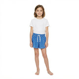 Blue polka dots kids girls active summer shorts