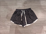 Black polka dots adult women active summer shorts