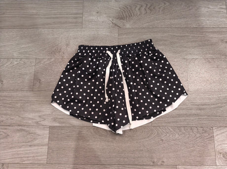 Black polka dots adult women active summer shorts