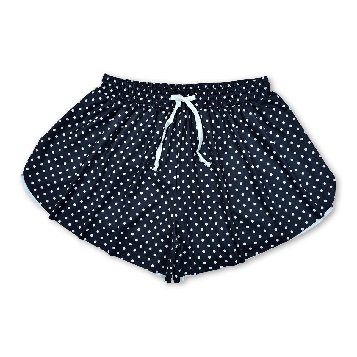Black polka dots adult women active summer shorts