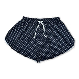 Black polka dots adult women active summer shorts