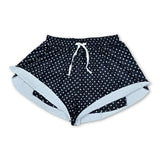 Black polka dots adult women active summer shorts
