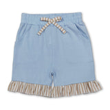 Stripe ruffle light blue kids girls shorts