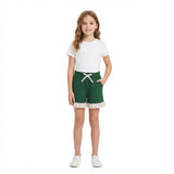 Stripe ruffle dark green kids girls shorts