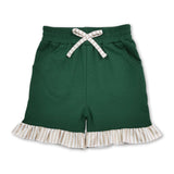 Stripe ruffle dark green kids girls shorts