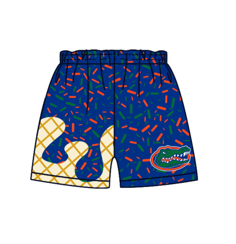 MOQ 3 pcs crocodile blue ice cream sprinkle kids boys team shorts