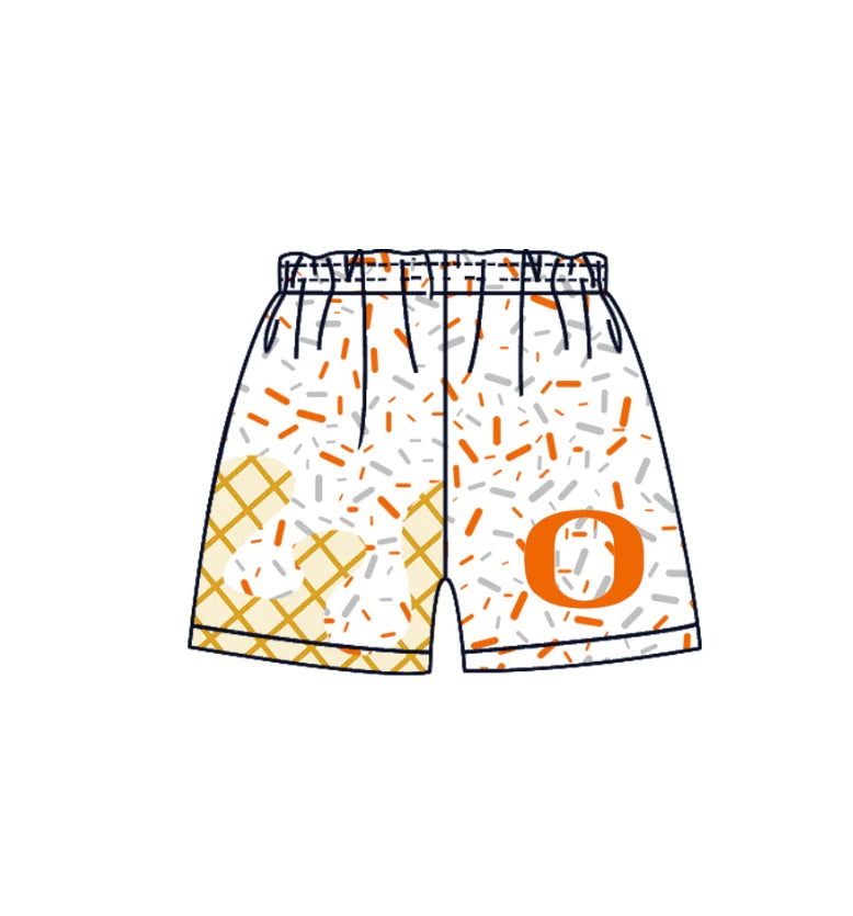 MOQ 3 pcs O orange ice cream sprinkle kids boys team shorts