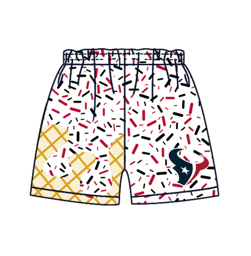 MOQ 3 pcs red navy ice cream sprinkle kids boys team shorts