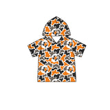 MOQ 5 pcs orange camo short sleeves boys team hoodie