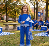 MOQ 8 Long sleeves blue plaid girls team outfits
