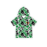 MOQ 5 pcs green black camo short sleeves boys team hoodie