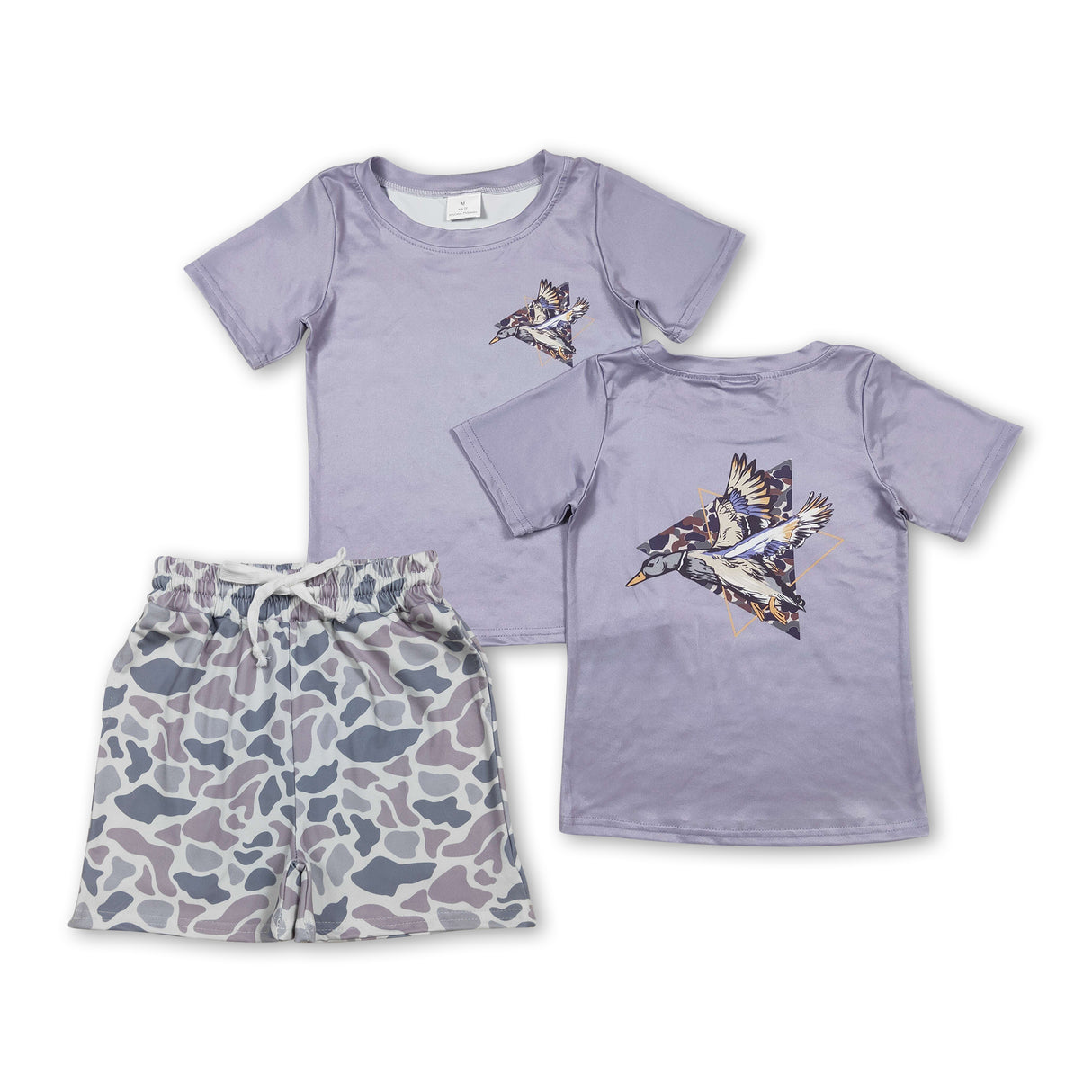 Duck short sleeves shirt grey camo shorts boys outfits