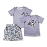 Duck short sleeves shirt grey camo shorts boys outfits