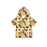 MOQ 5 pcs gold brown camo short sleeves boys team hoodie
