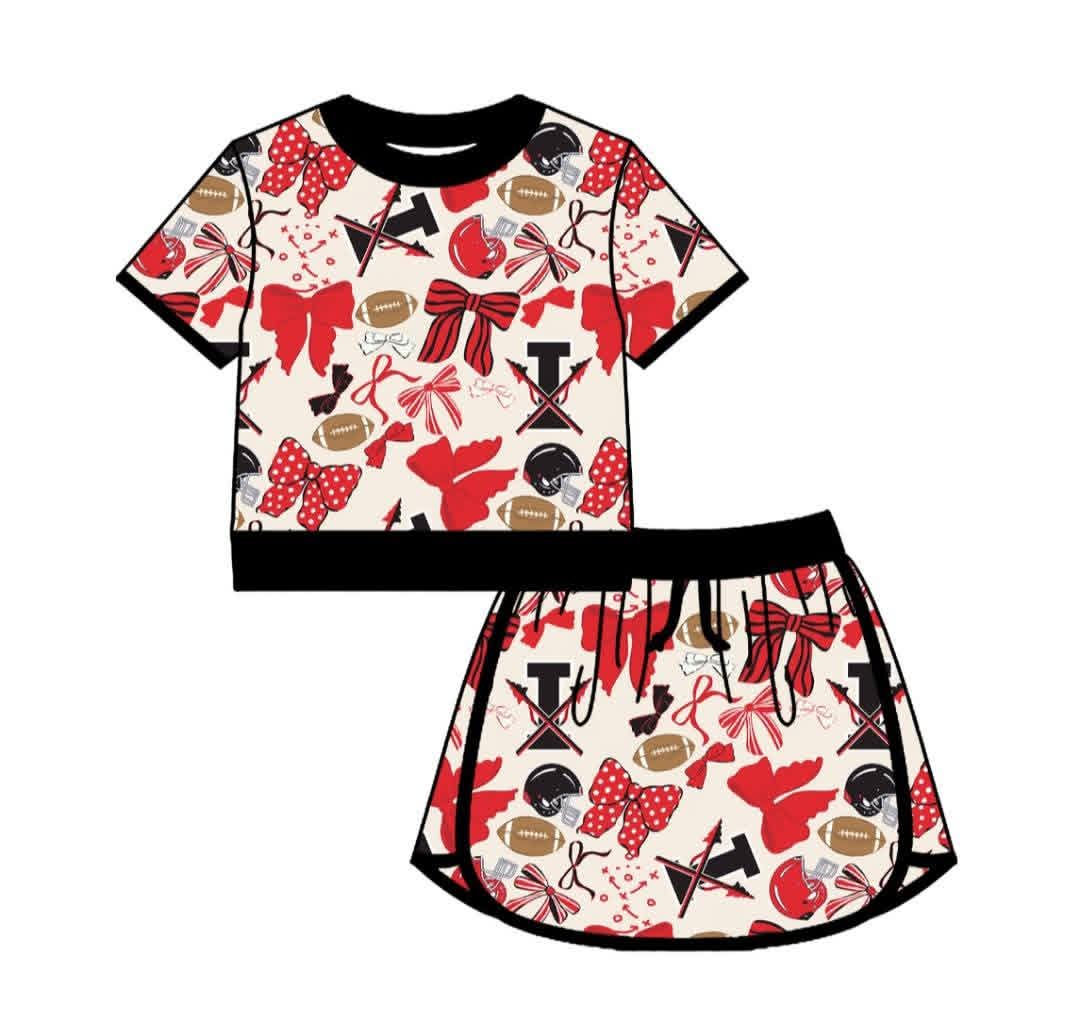 MOQ 5 pcs I bow football girls team active skirt set
