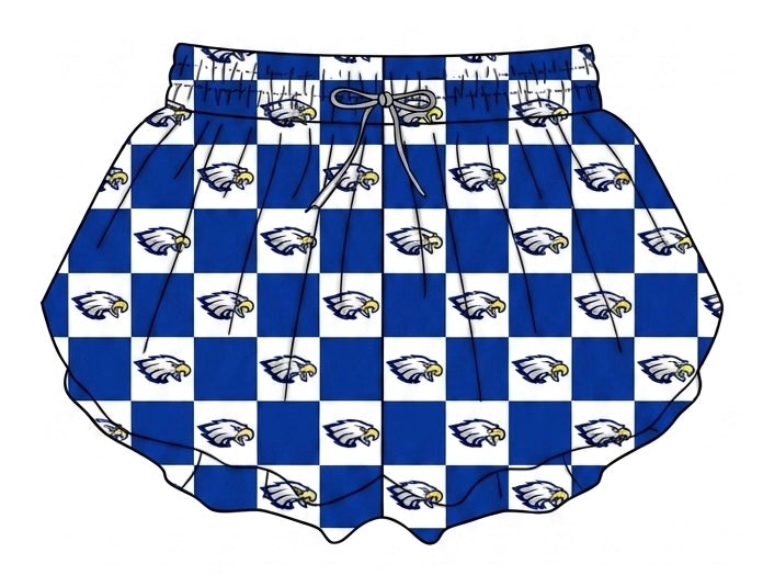 MOQ 5 pcs Plaid blue kids girls team active summer shorts