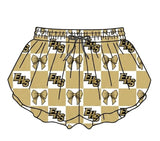 MOQ 5 pcs khaki bow E H S kids girls team active summer shorts
