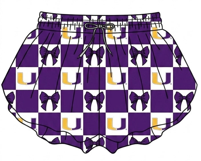 MOQ 5 pcs Purple bow U women team active summer shorts