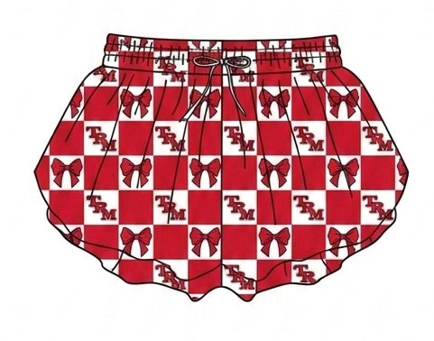 MOQ 5 pcs  red bow T R M women team active summer shorts