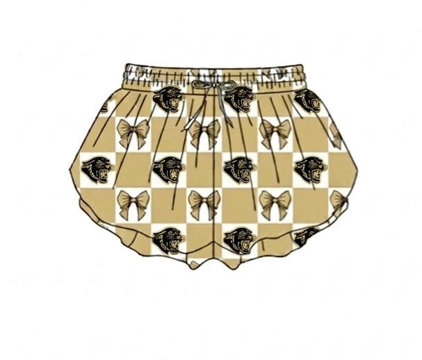 MOQ 5 pcs khaki plaid bow kids girls team active summer shorts