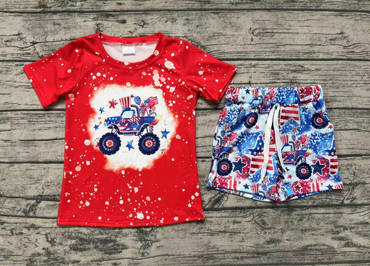 Stars balloon flag truck kids boys 4th of july outfits