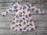 MOQ 3 pcs long sleeves floral princess girls dresses