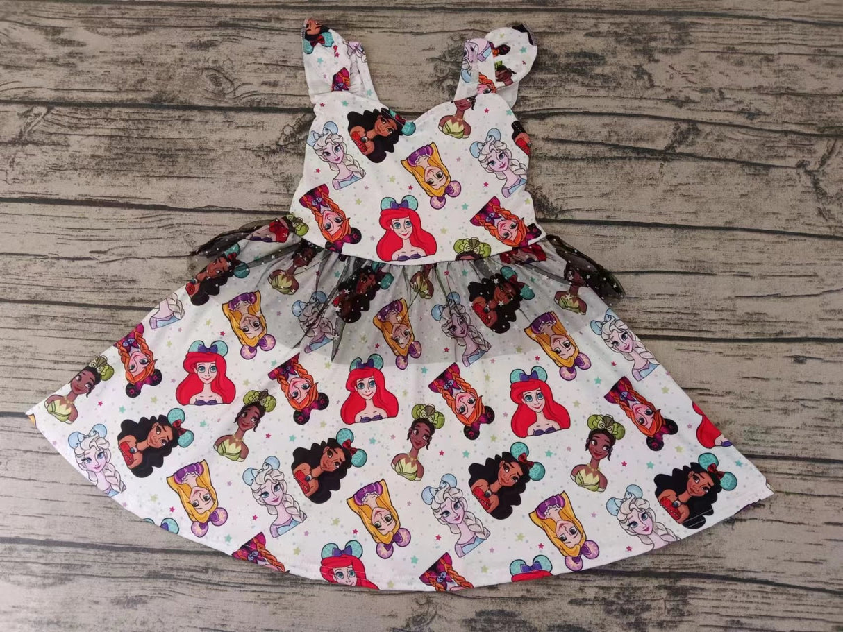 MOQ 3 pcs Flutter sleeves tulle princess baby girls dress