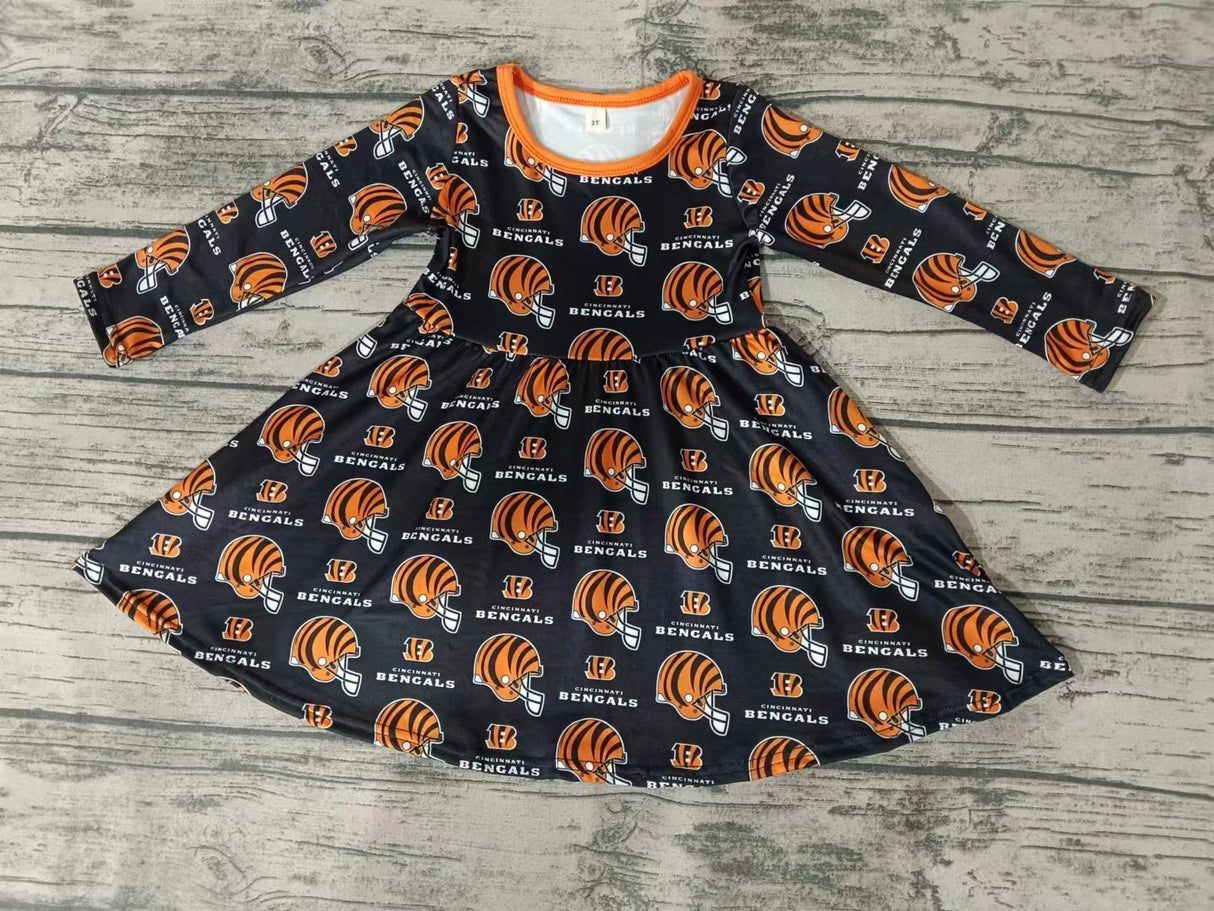 MOQ 3 pcs long sleeves B orange girls team dresses