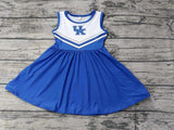 MOQ 3 pcs U K sleeveless blue white girls team dresses