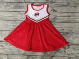 MOQ 3 pcs W K U sleeveless red white girls team dresses