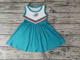 MOQ 3 pcs dolphin sleeveless white blue girls team dresses