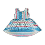 Colorful stripe pocket baby girls summer twirl dresses