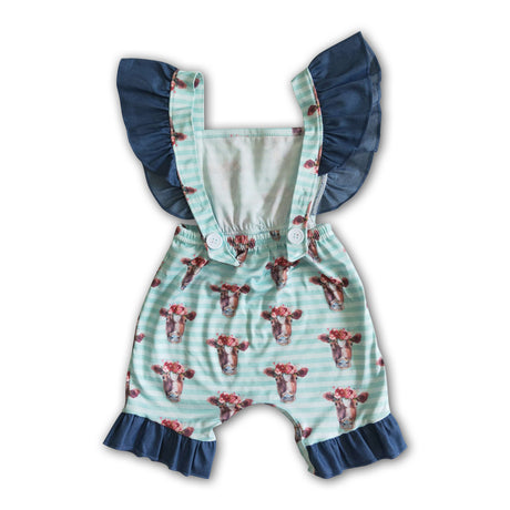 Fluttler sleeve cow print backless baby summer romper