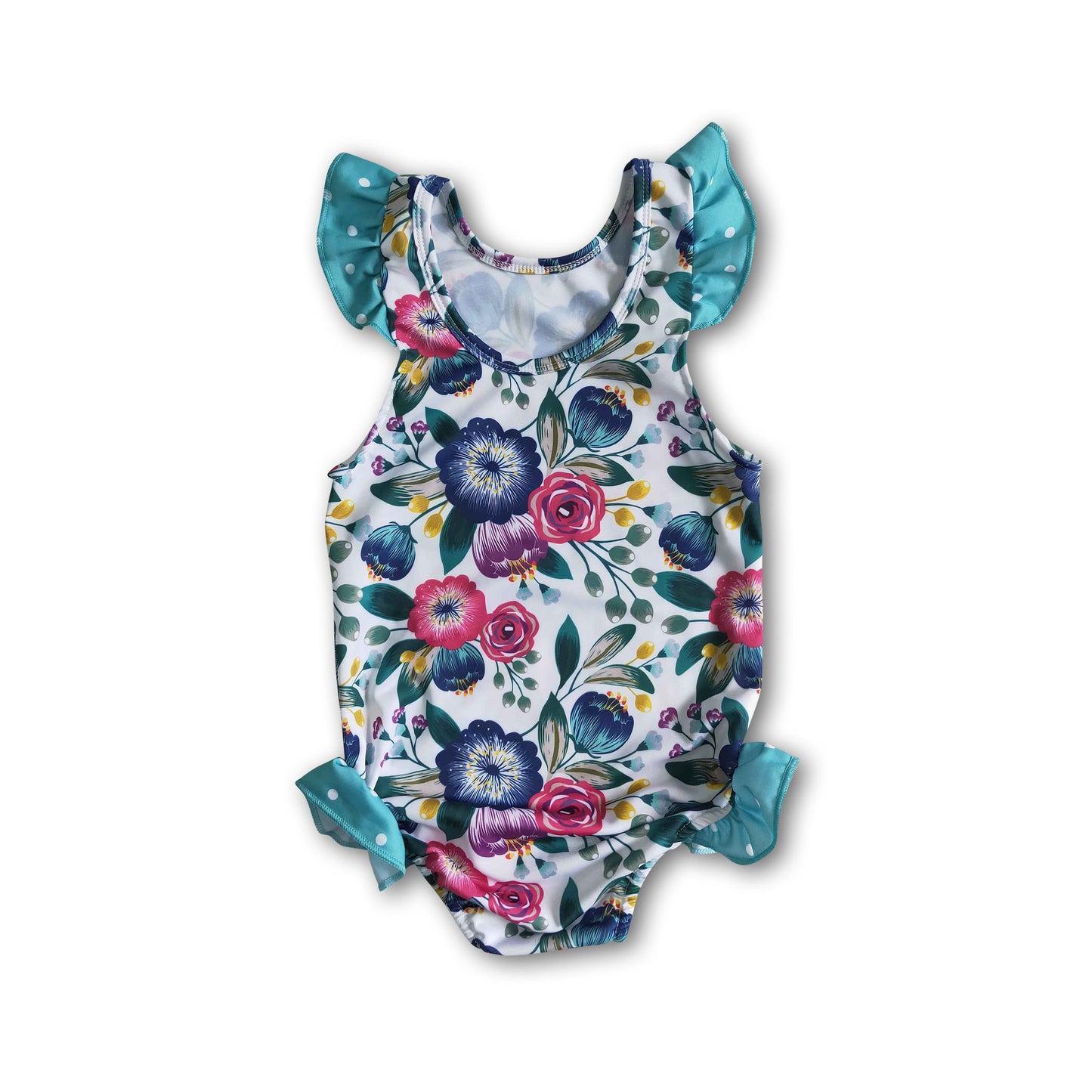 Girl Green Floral One Piece Swimsuit