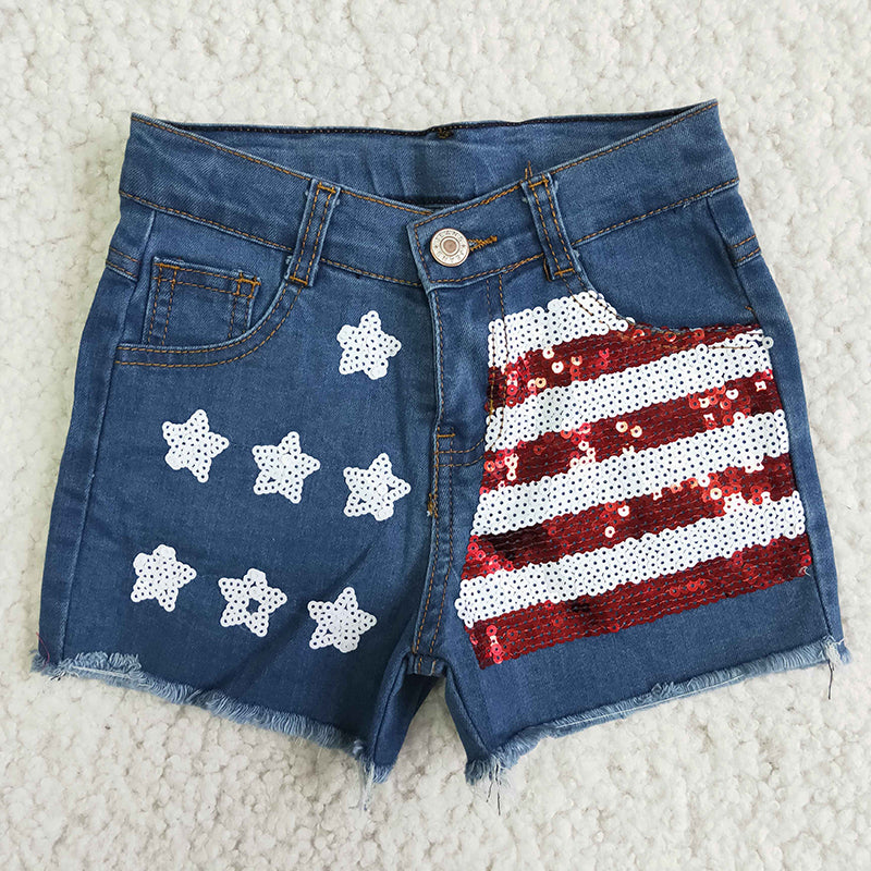 Girl 4th of July Denim Shorts
