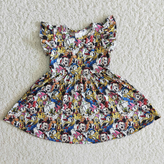 Girl flutter sleeve mouse twirl dresses