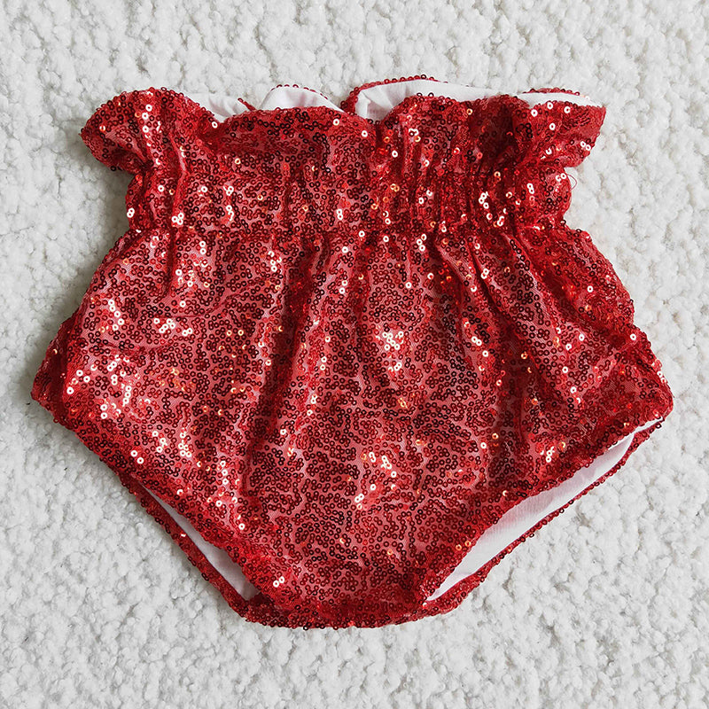 Girl Red Sequin Bummie