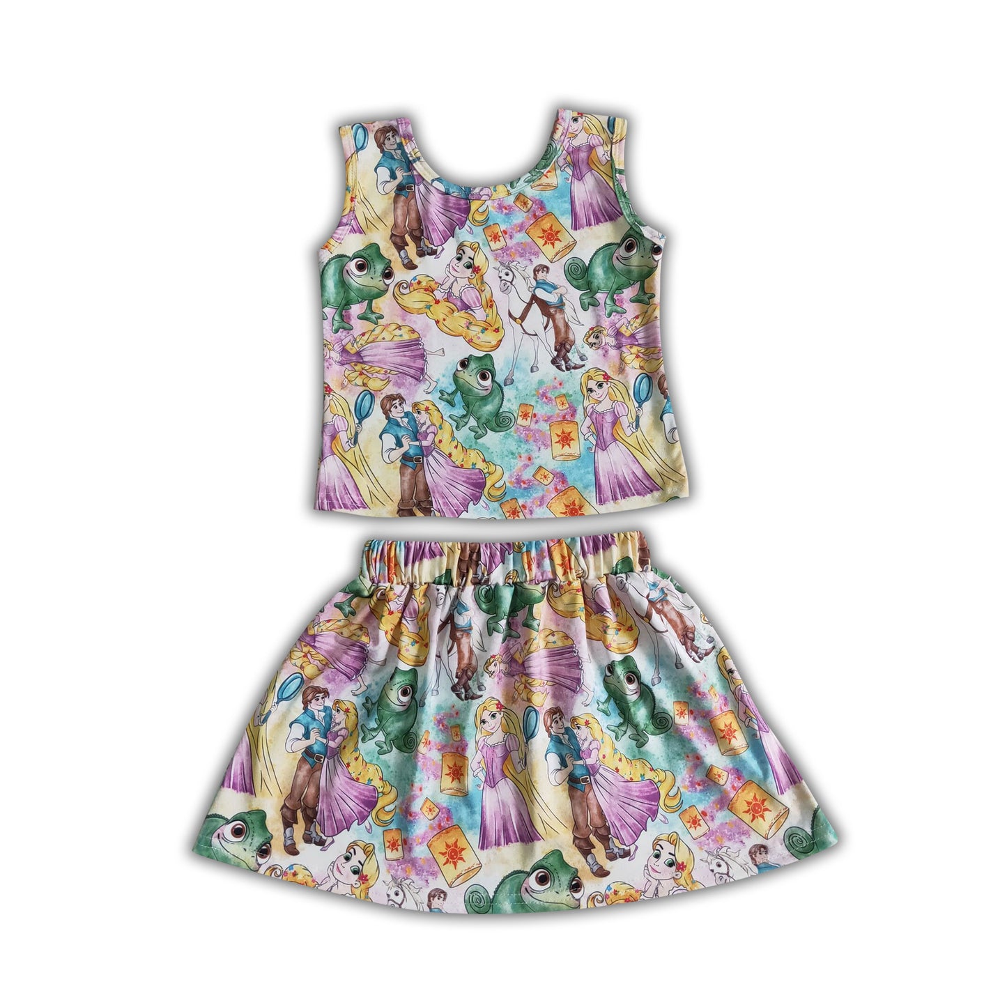 Sleeveless princess shirt skirt cute baby girls summer clothes