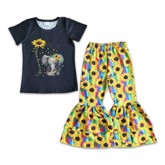 Girl Elephant  Sunflowers outfit