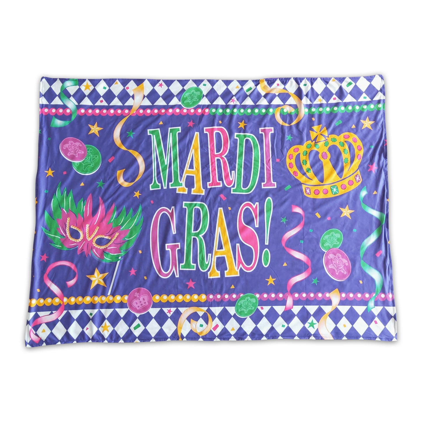 Purple minky polka dots crown Mardi Gras blankets