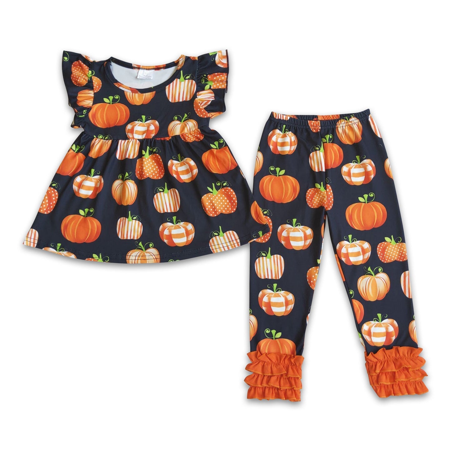 Girl Pumpkin Icing Ruffles Pants Outfit