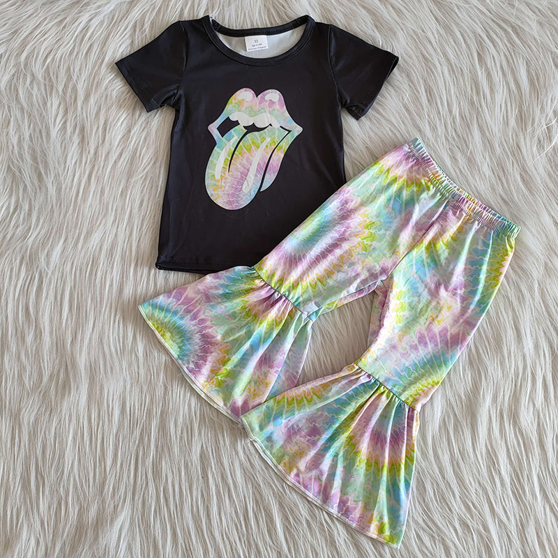 Girl Colorful tongue Bell Bottom Outfit