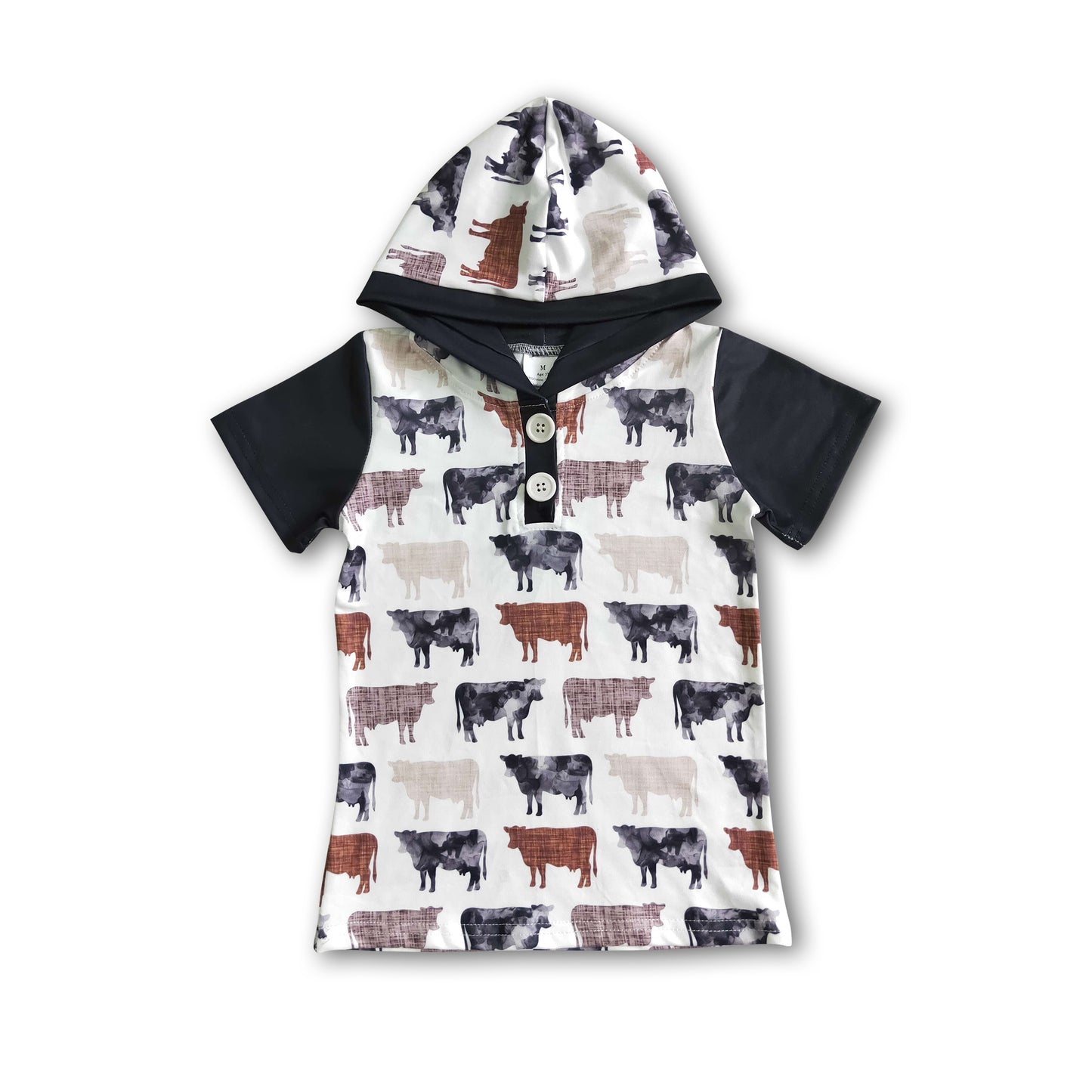 Short sleeve cow boy summer hoodie shirt
