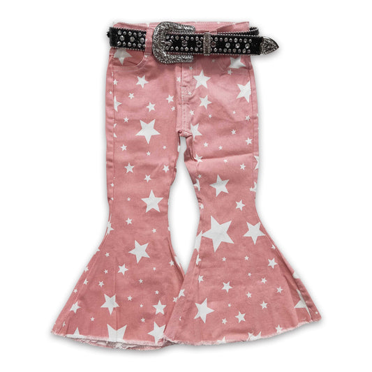 Girl Pink Star Denim Pants match belt